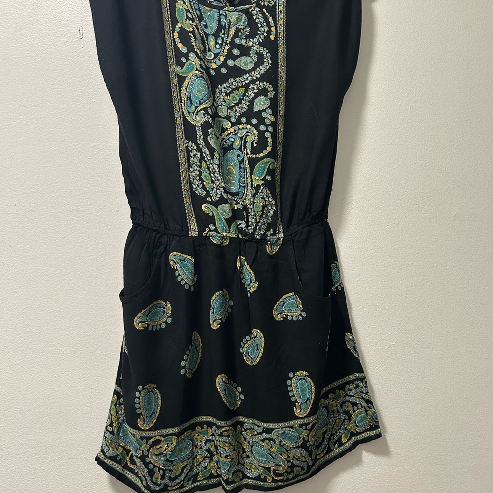 Angie Black Paisley Print dress for girls with Teal Accents.